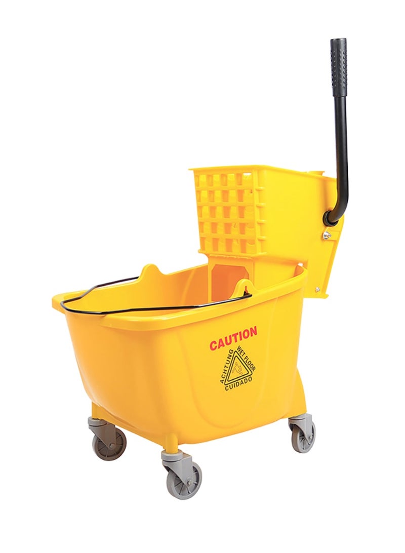 مورال دلو ممسحة بسعة 24 لتر مع عصارة وعجلات – دلو تنظيف متين بمقبض وعلامة تحذير – مثالي للاستخدام المنزلي والتجاري - Image 1
