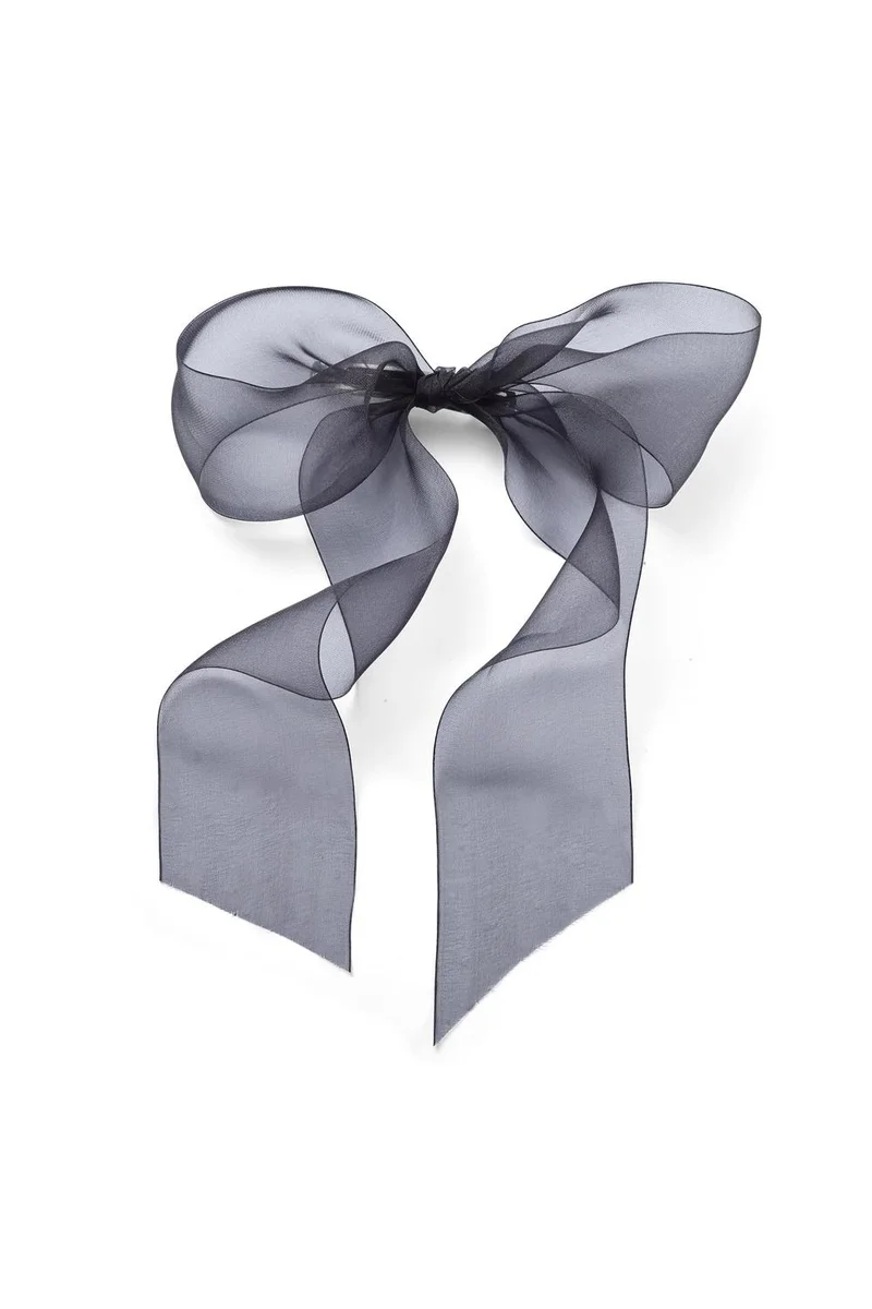 LELET NY Ethereal Sheer Dark Hair Bow Barrette