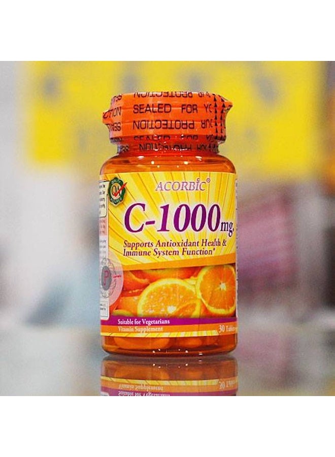 ACORBIC فيتامين سي أسكوربيك - 1000 ملغ - أقراص فيتامين سي عالية الفعالية لدعم المناعة وصحة مضادات الأكسدة - Image 1