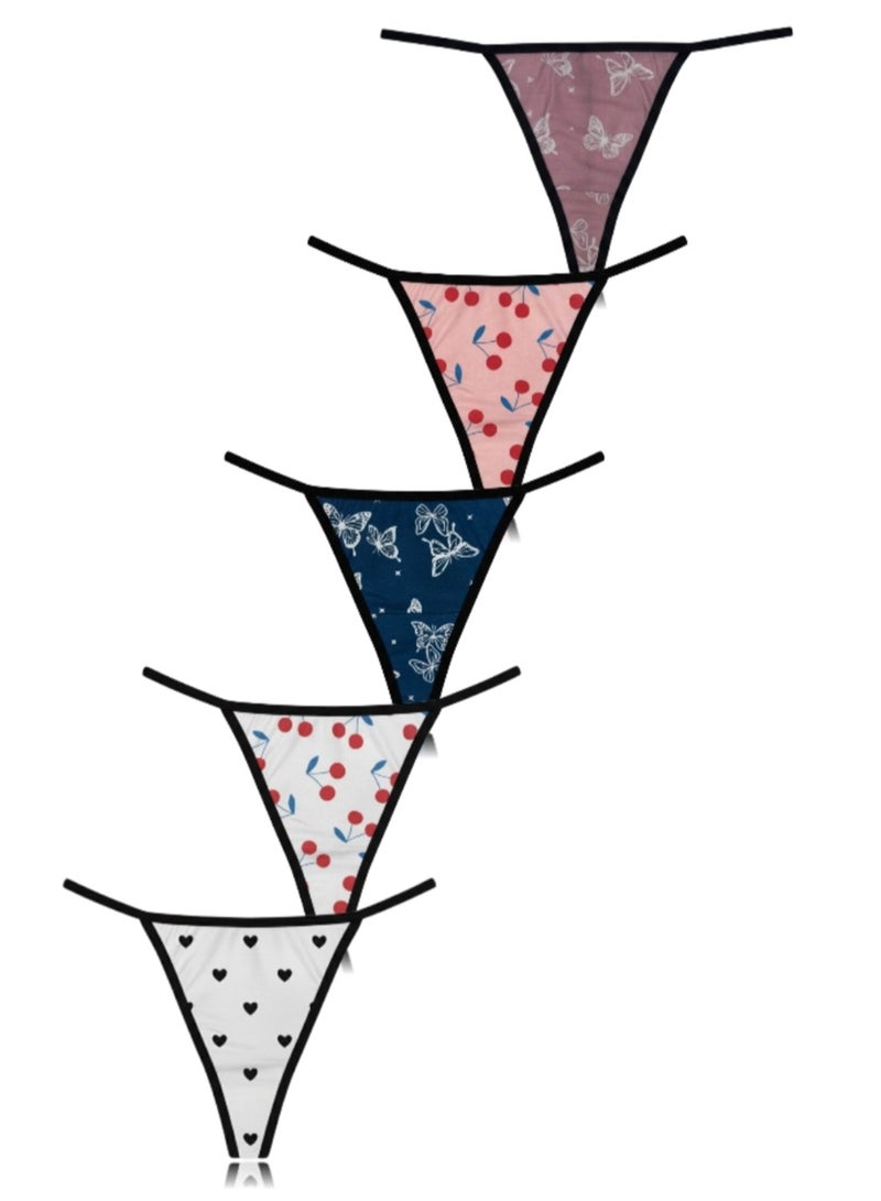 ميسري مجموعة من (5) - سراويل داخلية قطنية مطبوعين - متعدده الالوان - Image 1