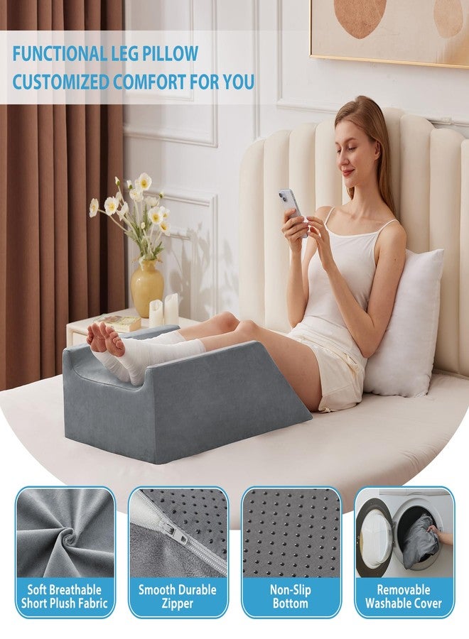 MEGCXIT Double Leg Elevation Pillows for After Surgery, Memory Foam Leg Elevating Pillow, Leg Pillow Elevation Blood Circulation, Knee Pillow Wedge Pillow for Back Knee Hip Ankle Pain Relief, Grey - Image 5