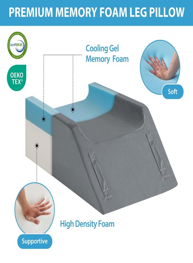MEGCXIT Double Leg Elevation Pillows for After Surgery, Memory Foam Leg Elevating Pillow, Leg Pillow Elevation Blood Circulation, Knee Pillow Wedge Pillow for Back Knee Hip Ankle Pain Relief, Grey - Image 3