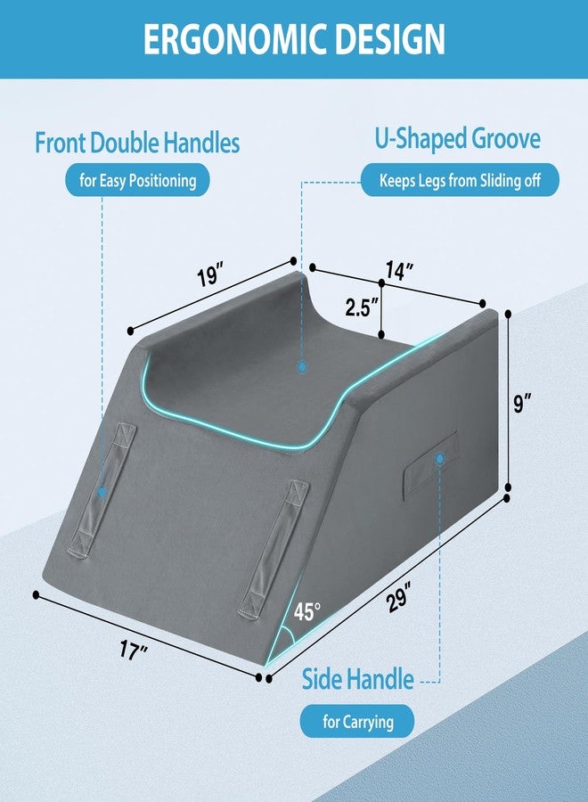 MEGCXIT Double Leg Elevation Pillows for After Surgery, Memory Foam Leg Elevating Pillow, Leg Pillow Elevation Blood Circulation, Knee Pillow Wedge Pillow for Back Knee Hip Ankle Pain Relief, Grey - Image 2