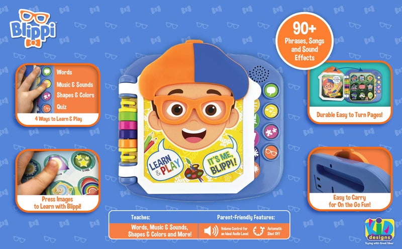eKids Blippi Book, Toddler Toys with Built-in Preschool Learning Games, Educational Toys for Toddler Activities for Fans of Blippi Toys and Gifts(Multi Color) - Image 3