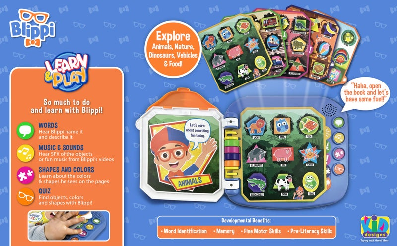 eKids Blippi Book, Toddler Toys with Built-in Preschool Learning Games, Educational Toys for Toddler Activities for Fans of Blippi Toys and Gifts(Multi Color) - Image 2