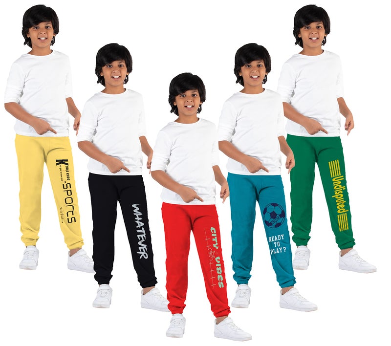 KYDA KIDS® Boys Loose Fit Trackpants (Pack of 5) (11-12 Years, Multicolour) - Image 1