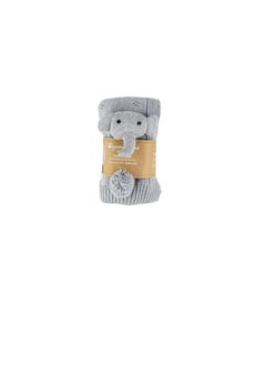 Bumble & Bird Bumble & Bird - Knitted Blanket With Rattle - Grey  - Image 1