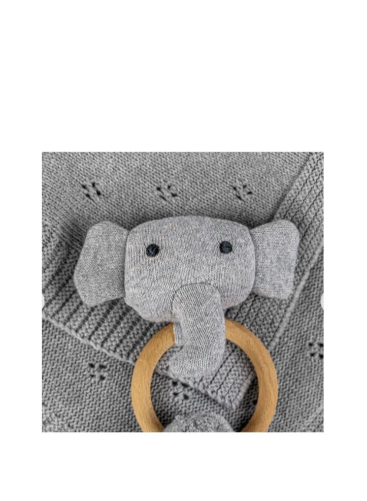 Bumble & Bird - Knitted Blanket With Rattle - Grey - Image 2