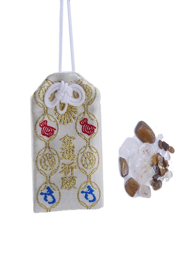 NW Crystal Japanese Omamori, Good Luck Charms for Wealth, Golden Yellow Color for Blessing Money Success, Protection with Citrine Crystal Stone Tiger Eye - Image 3