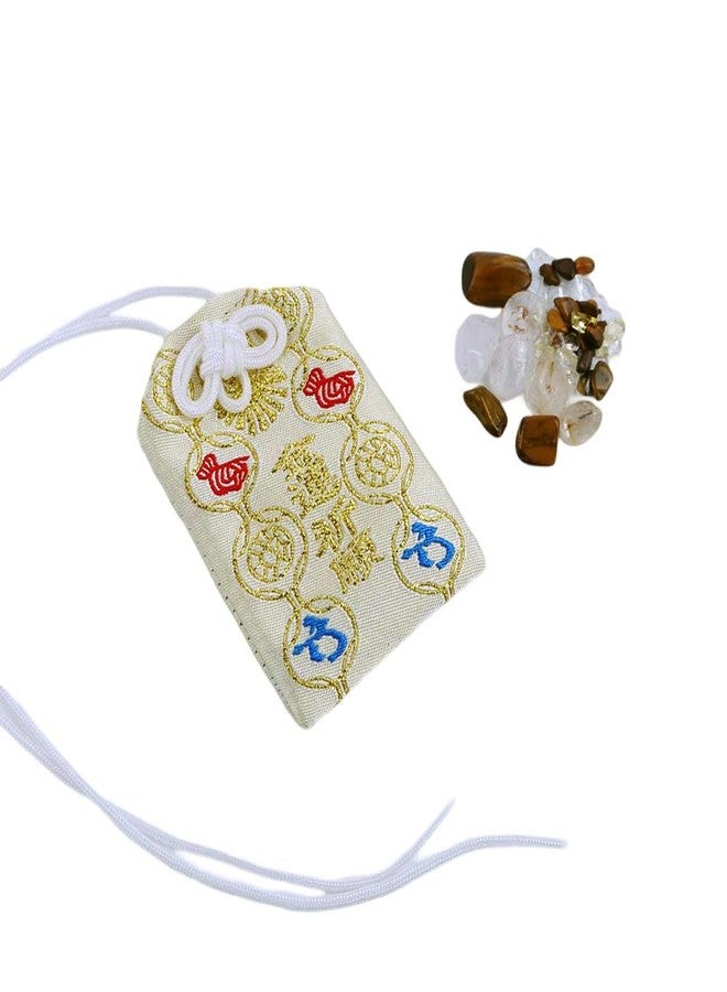 NW Crystal Japanese Omamori, Good Luck Charms for Wealth, Golden Yellow Color for Blessing Money Success, Protection with Citrine Crystal Stone Tiger Eye - Image 1