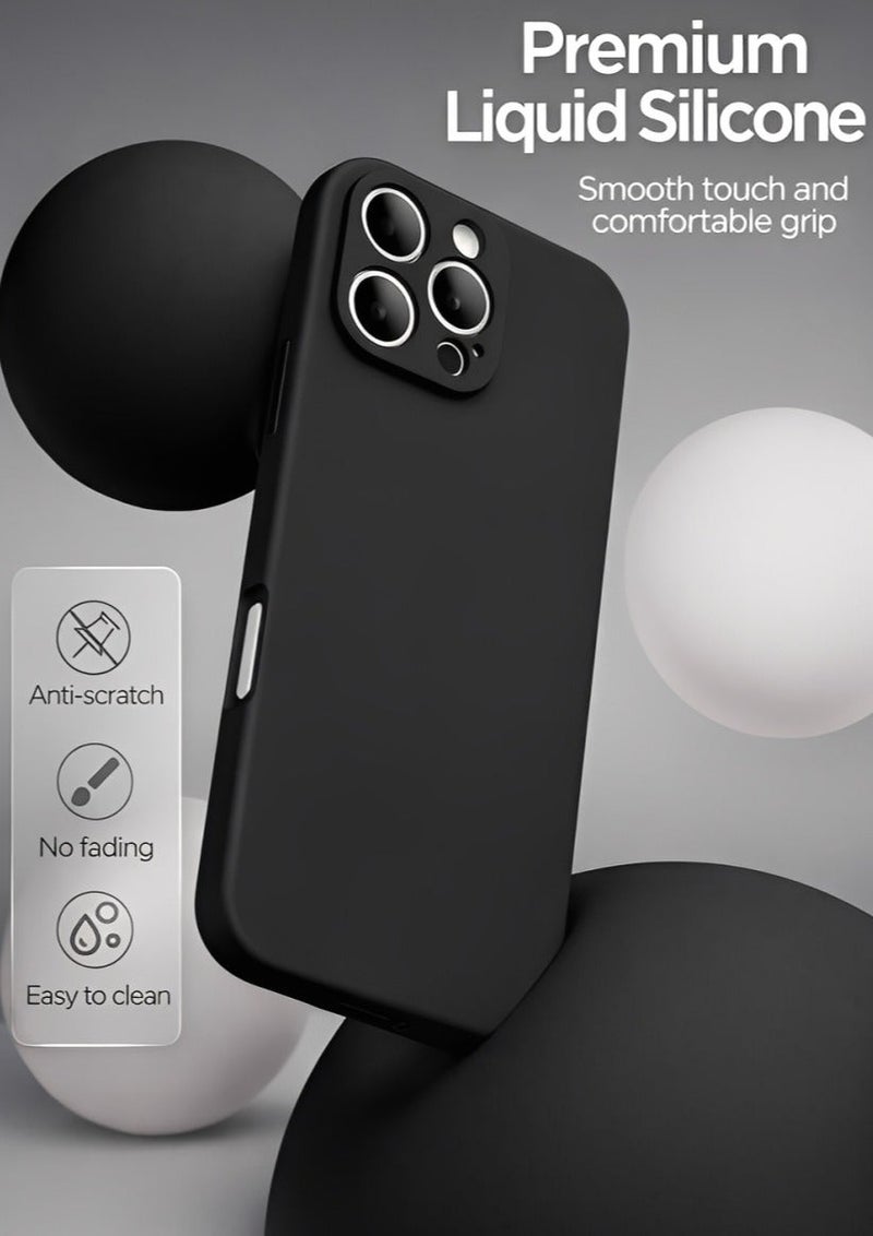 ايه كيه تي ستار غطاء حماية سيليكون سائل لهاتف iPhone 16 Pro - غطاء خلفي فاخر ناعم الملمس من مادة TPU ممتص للصدمات - Image 2