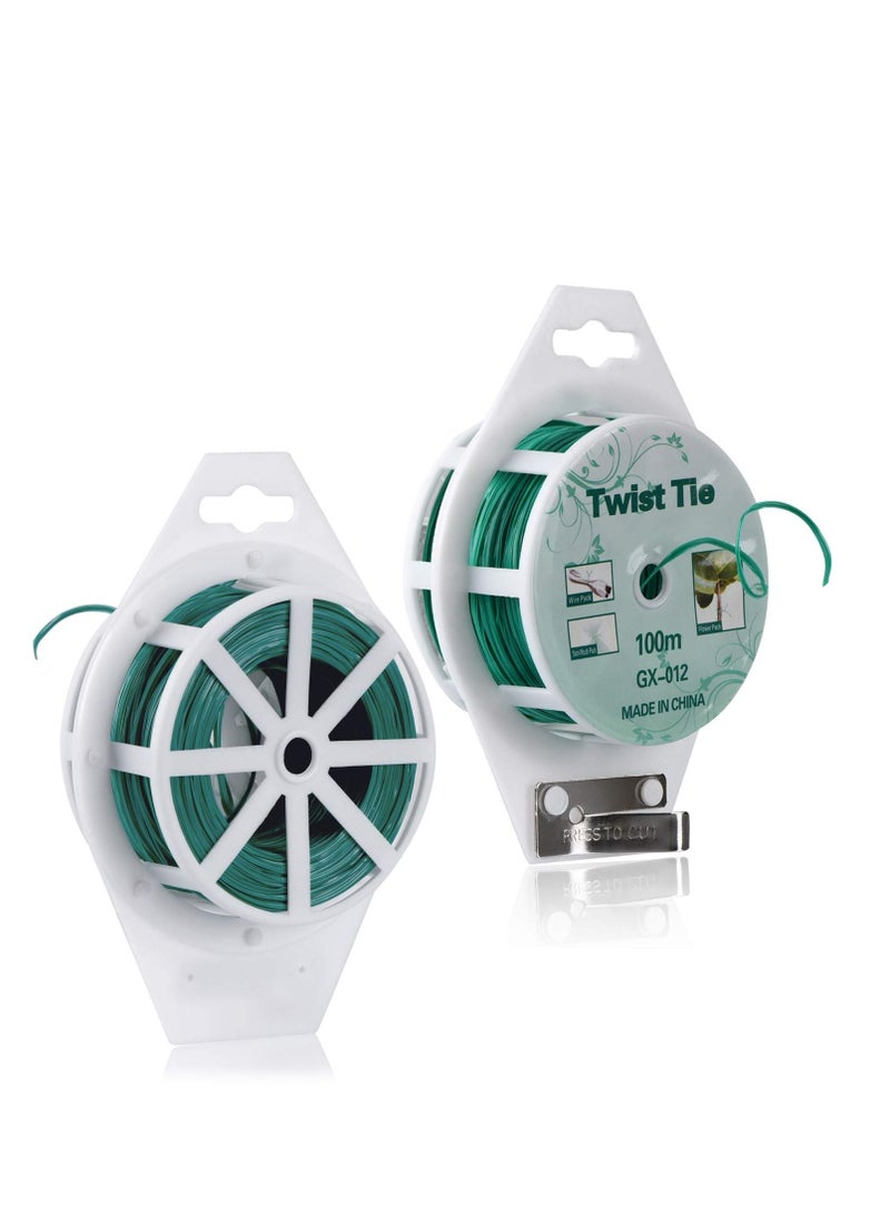 واي آند دي Ydsl 328Ft 100M Twist Ties Green Coated Garden Plant With Cutter For Gardening And Office Organization Home - Image 3
