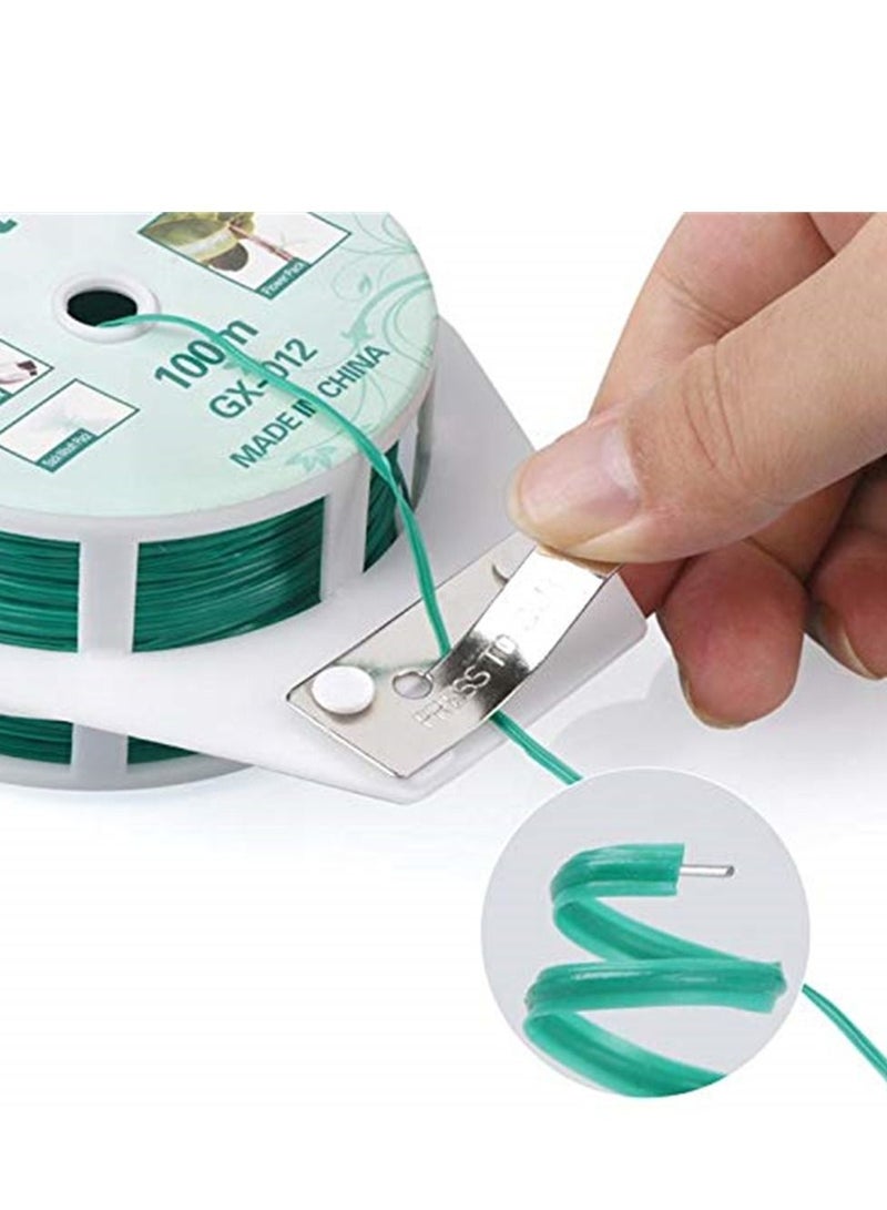 واي آند دي Ydsl 328Ft 100M Twist Ties Green Coated Garden Plant With Cutter For Gardening And Office Organization Home - Image 5