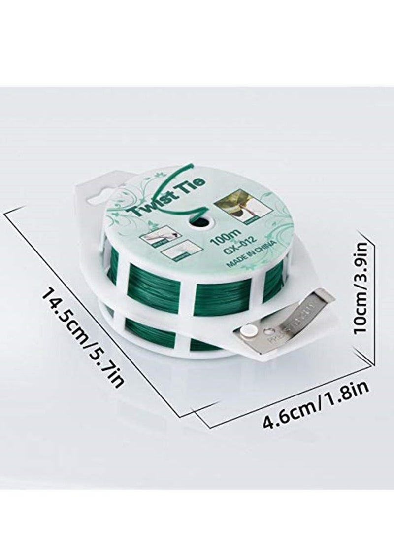 واي آند دي Ydsl 328Ft 100M Twist Ties Green Coated Garden Plant With Cutter For Gardening And Office Organization Home - Image 2