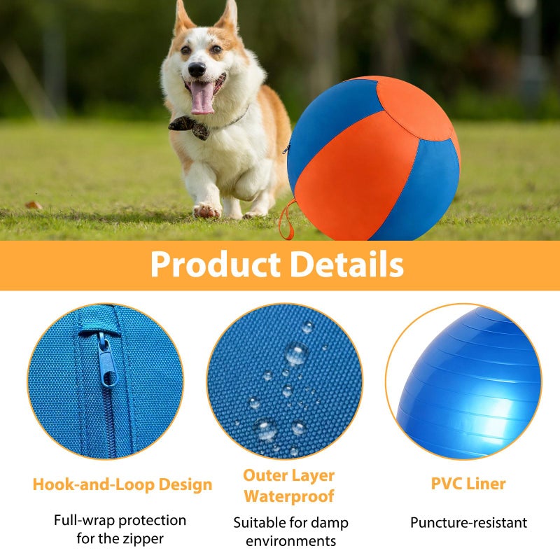 Velupet Zoom 18" Herding Ball for Dogs,Blue and Orange Jolly Ball for Dogs,for Australian Shepherd,for German Border Collies,Durable Waterproof Outdoor Play - Image 4