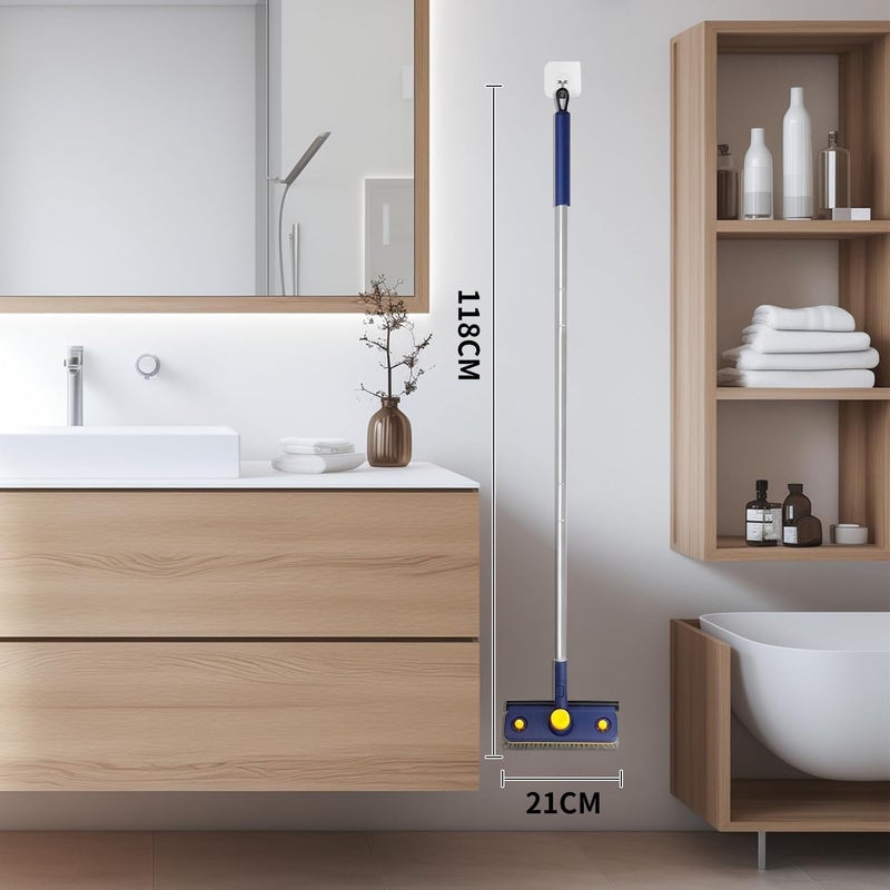 Masroo Cleaning Brush,Bathroom Brush Cleaner Floor,3 in 1 Floor Scrubber Brush with Long Handle,Shower Tub Tile Scrub and Squeegee for Cleaning Bathtub, Bathroom, Sink, Wall, Glass, Patio, Garage - Image 2