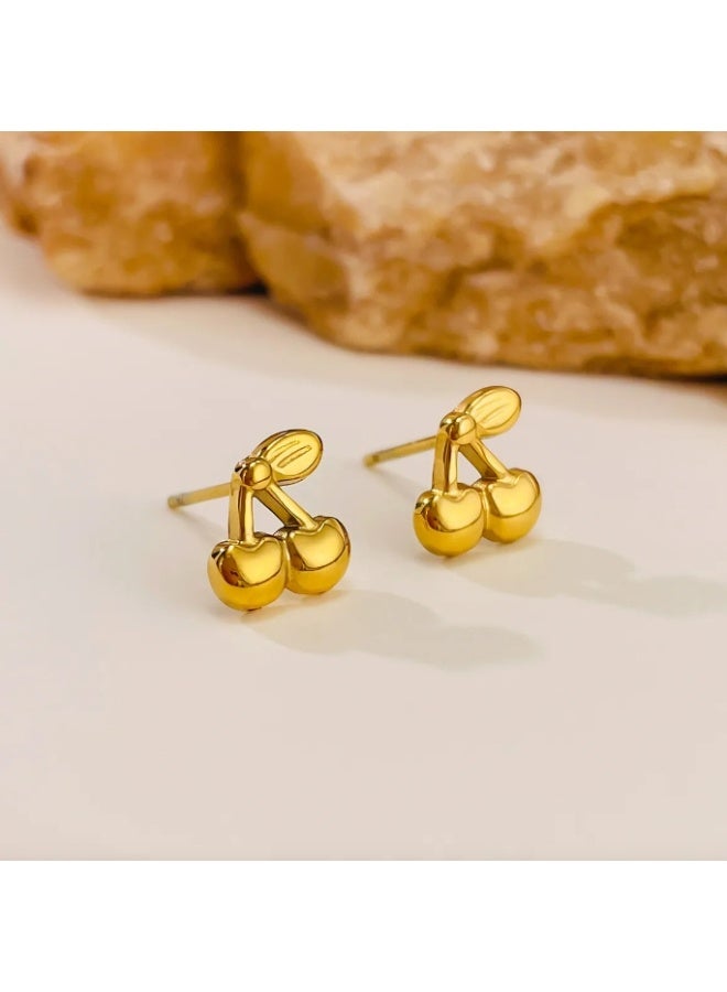 لاتين أقراط من الفولاذ المقاوم للصدأ مطلية بالذهب عيار 18 قيراطًا للنساء والفتيات - Image 2