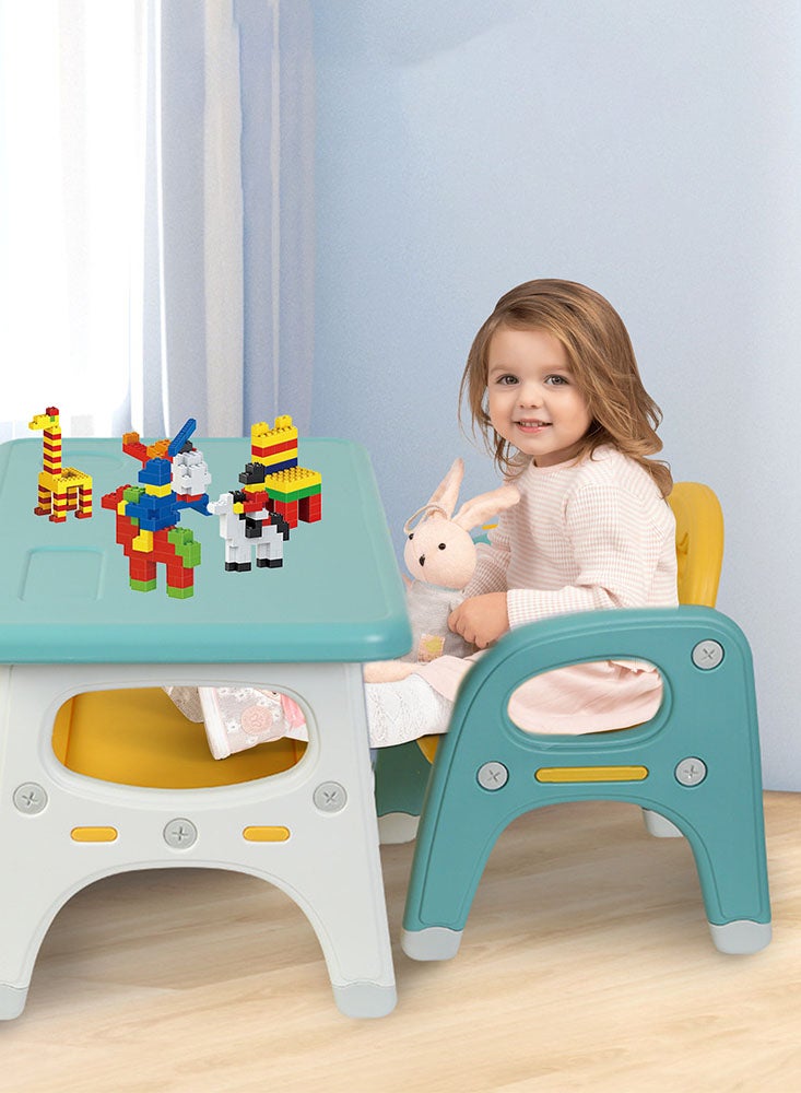 Perfii Kids Table and Chairs Set with Built-in Storage Montessori Design for Toddlers, Ideal for Drawing, Dining, Playing, Easy to Clean and Durable - Image 5