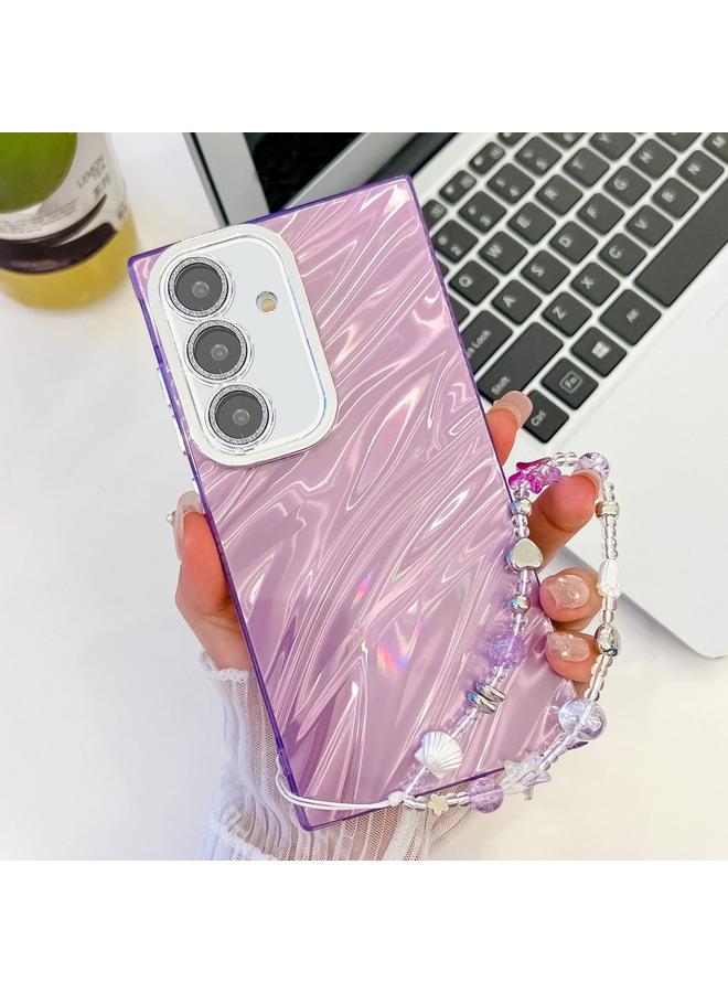 اس-توب جراب لهاتف Samsung Galaxy S25+ 5G مطلي بطبقة لامعة وسلسلة معصم من مادة TPU مع غشاء عدسة - Image 1