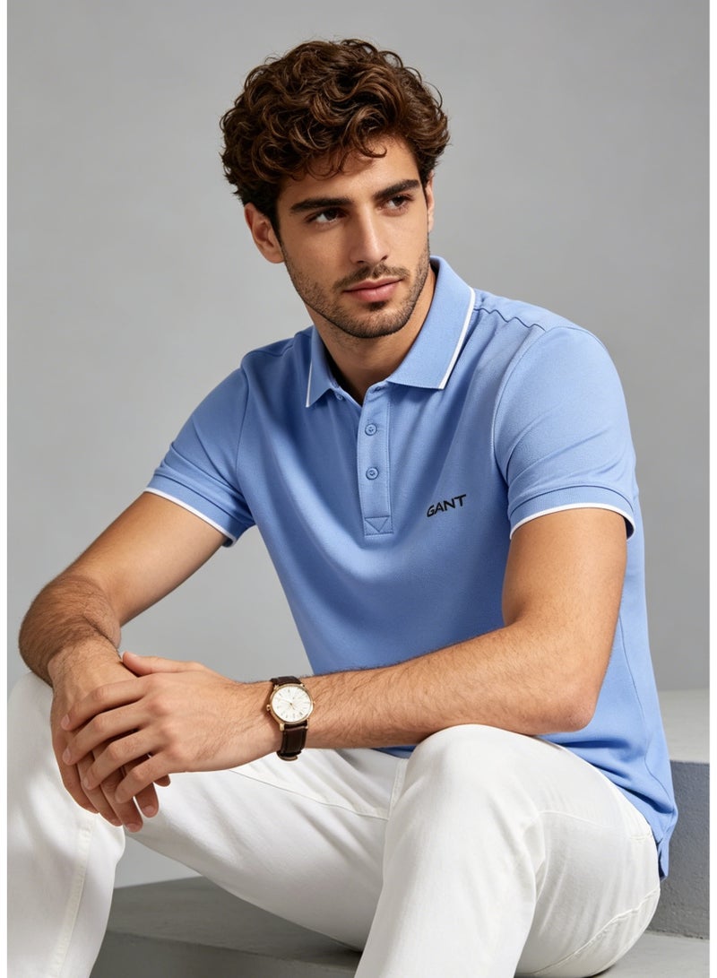 GANT Men's Short Sleeve Polo Shirt Fresh Casual Top - Light Blue - Image 1