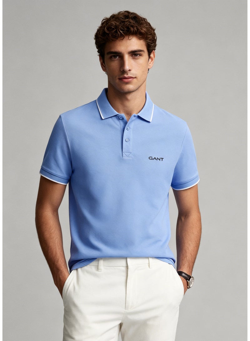GANT Men's Short Sleeve Polo Shirt Fresh Casual Top - Light Blue - Image 2