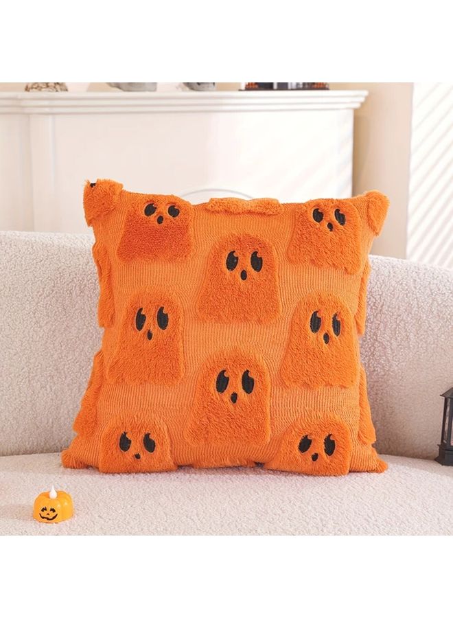 Halloween Cute Ghost 3D Jacquard Pillowcase Tangerine 45x45 Cm Home Decor - Image 1