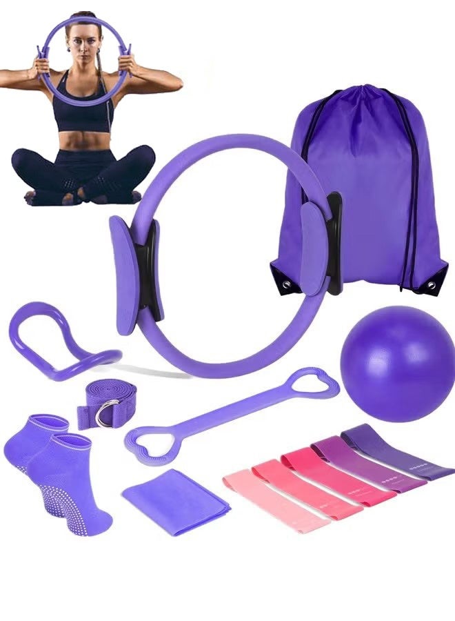 GMORO 13PCS Pilates Ring Set, Yoga Fitness Magic Circle, Pilates Equipment, 9.8-Inch Fitness Ball, Resistance Band, Magic Circle, Accessories For Home Gym Set, Body Shaping, Fitness Gift - Image 1