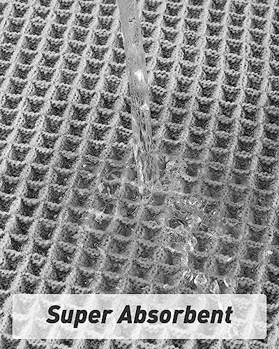 AMOAMI Upgraded Waffle Bath Mat, Super Absorbent Non Slip Bath Mats for Bathroom Floor, Machine Washable Bathroom Rugs with Tassels, Rubber Backed Bathroom Mats, Ultra Soft, 18" x 30", Grey - Image 2