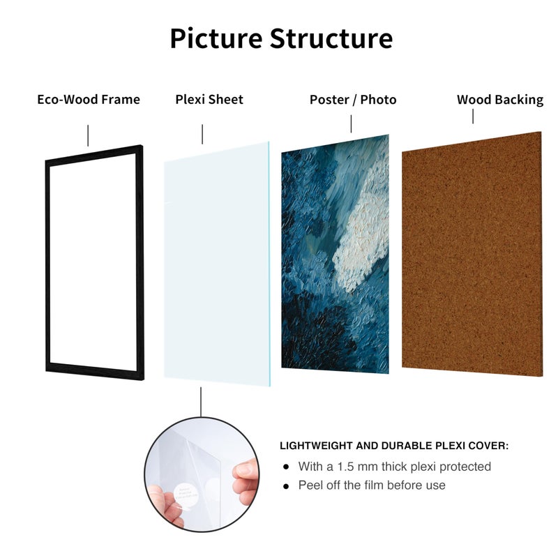 TONES FRAME DESIGN 8.5 x 11 Picture frame  Set of 2 Photo Frame  Certificate Frame with Clear Plexiglass  Diploma Frame for Wall and Tabletop Horizontal or Vertical Display (Dark Oak) - Image 3