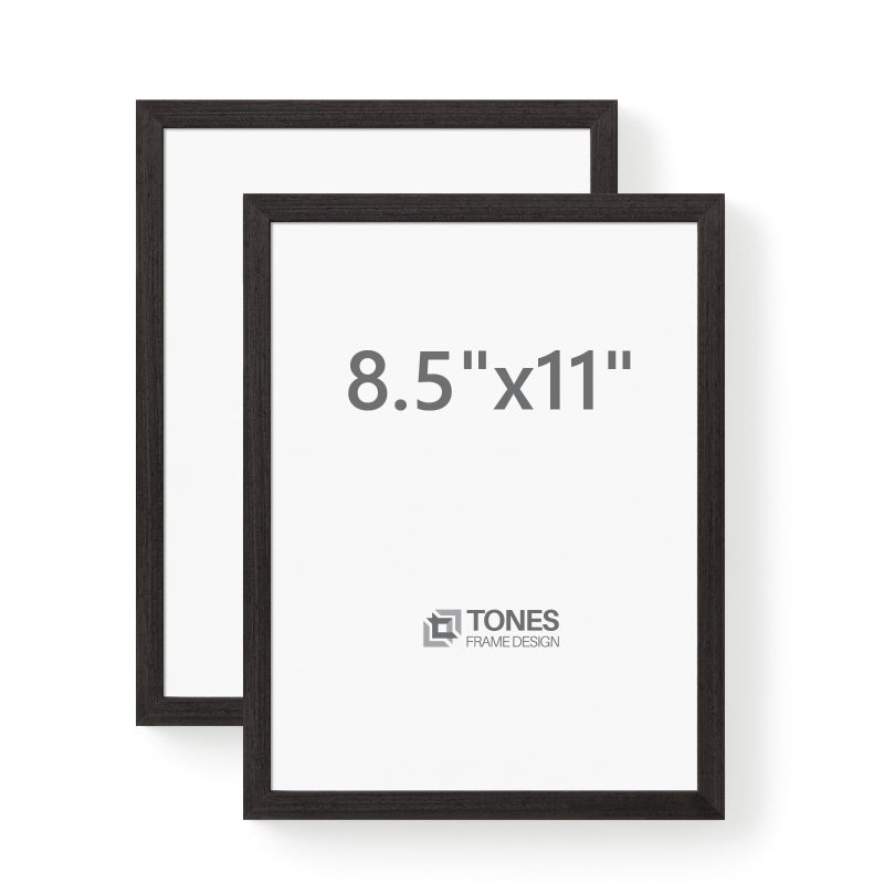TONES FRAME DESIGN 8.5 x 11 Picture frame  Set of 2 Photo Frame  Certificate Frame with Clear Plexiglass  Diploma Frame for Wall and Tabletop Horizontal or Vertical Display (Dark Oak) - Image 1