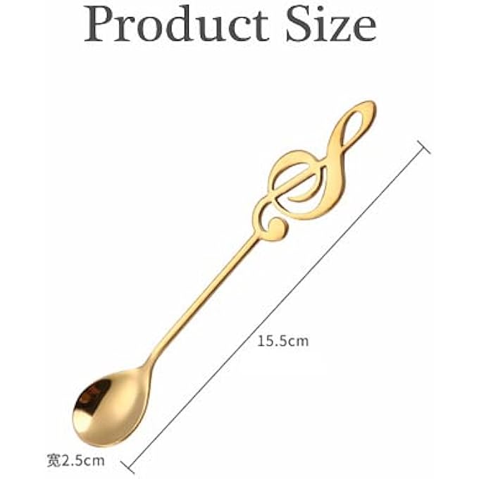 ريحني ملعقة قهوة من الفولاذ المقاوم للصدأ 4 قطعة، ملعقة آيس كريم ملعقة صغيرة نوتة موسيقية، ملاعق شاي صغيرة من الفولاذ المقاوم للصدأ لمطبخ منزل، مشروب مطعم - Image 5