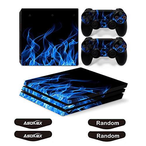 Asokex Ps4 Pro Stickers Full Body Vinyl Skin Decal Cover for PlayStation 4 Pro Console Controllers (with 4pcs Led Lightbar Stickers)(PS4 Pro Console (Blue fire)) - Image 3