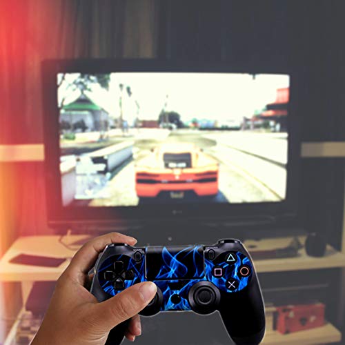 Asokex Ps4 Pro Stickers Full Body Vinyl Skin Decal Cover for PlayStation 4 Pro Console Controllers (with 4pcs Led Lightbar Stickers)(PS4 Pro Console (Blue fire)) - Image 2