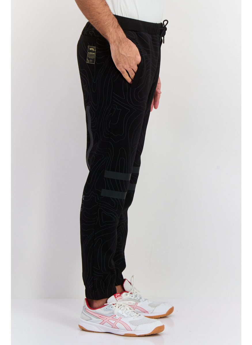 BOSS - Men Drawstring Brand Logo Jogger pants, Black - Image 1