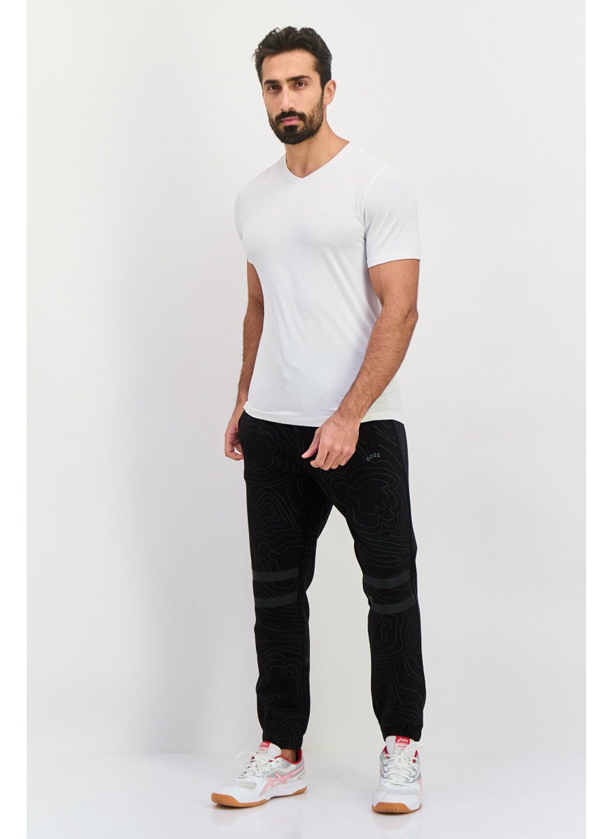 BOSS - Men Drawstring Brand Logo Jogger pants, Black - Image 1