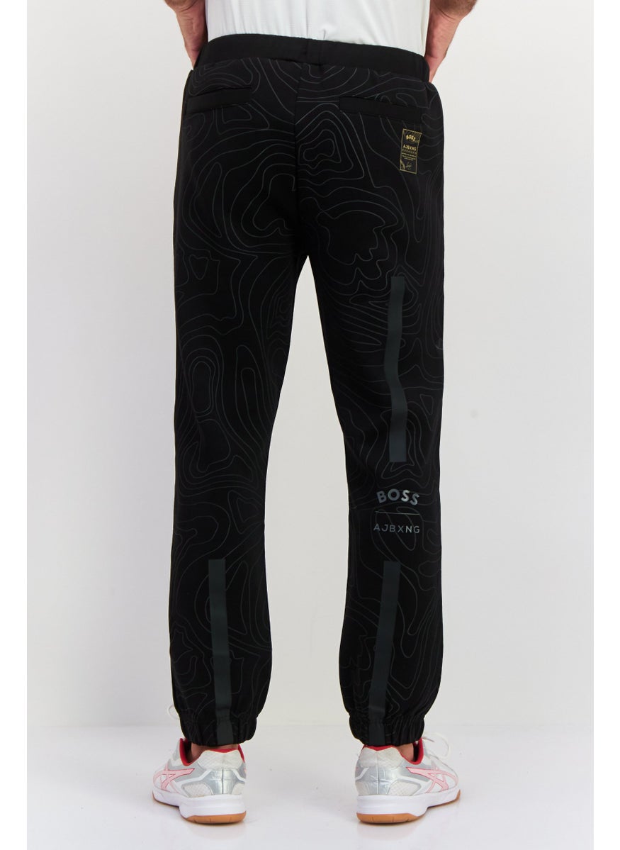 BOSS - Men Drawstring Brand Logo Jogger pants, Black - Image 1