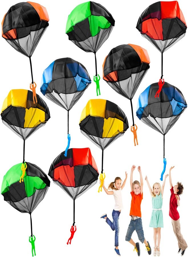 OJYUDD 10 Pack Parachute Toy for Kids,Tangle Free Figures Parachute,Throwing Flying Toys Parachute for BoysGirls Indoor & Outdoor,Gift,Party Favors(5 Colors) - Image 1