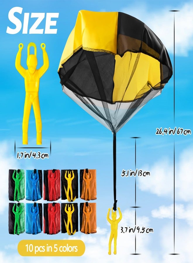 OJYUDD 10 Pack Parachute Toy for Kids,Tangle Free Figures Parachute,Throwing Flying Toys Parachute for BoysGirls Indoor & Outdoor,Gift,Party Favors(5 Colors) - Image 2