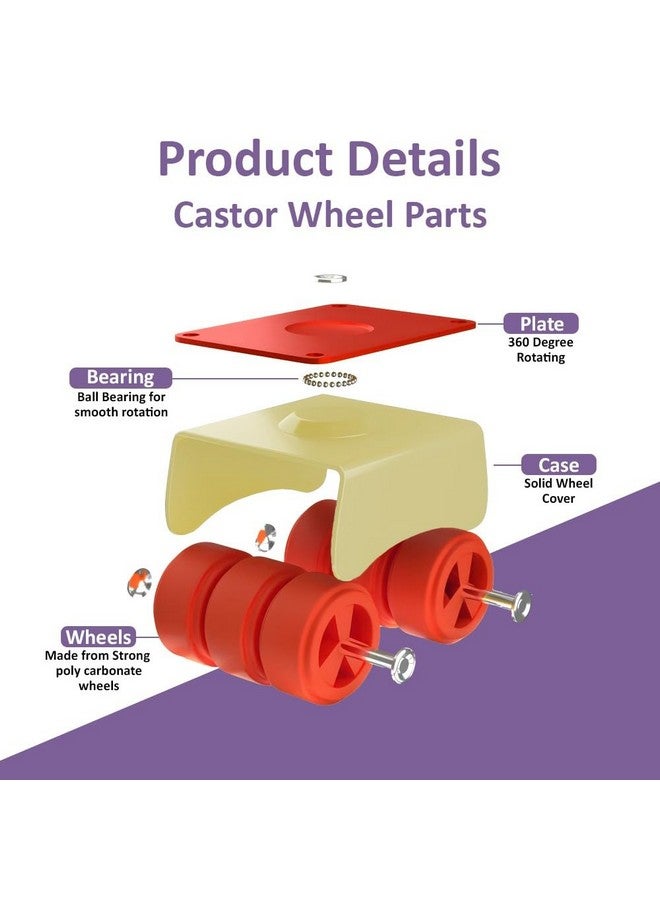 NB Crafted 360 Degrees Caster Moving Wheel for Heavy Furniture with Bearing for Bed, Table, Sofa, Trolley Moving Heavy Duty Weight Capacity upto 500-600 Kg (Pack of 4) - Image 2