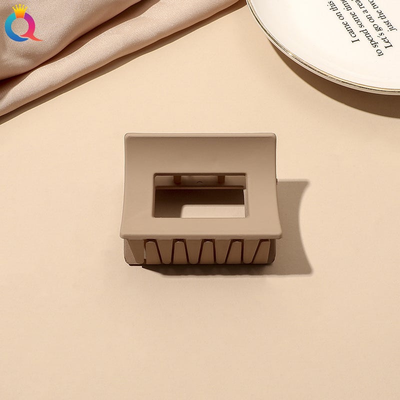 Generic Qiyue Korean curry simple shark clip frosted hairpin fashion back head plate hair clip hair accessories wholesaleMilk coffee scrub grip-box Milk coffee scrub grip-box