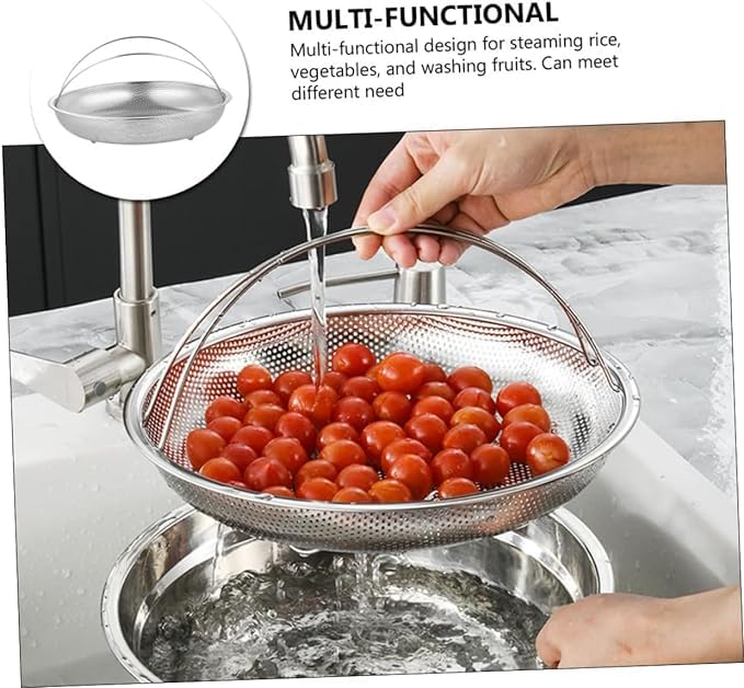 VIDORA Steamer Basket Plate for Cooking Stainless Steel Vegetable Steamer Basket with Handle for Pan and Instant Pot Pan Steamer Basket Insert Strainer and Rice Washer for Cooking Food - Image 3