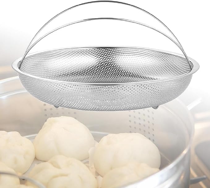 VIDORA Steamer Basket Plate for Cooking Stainless Steel Vegetable Steamer Basket with Handle for Pan and Instant Pot Pan Steamer Basket Insert Strainer and Rice Washer for Cooking Food - Image 5