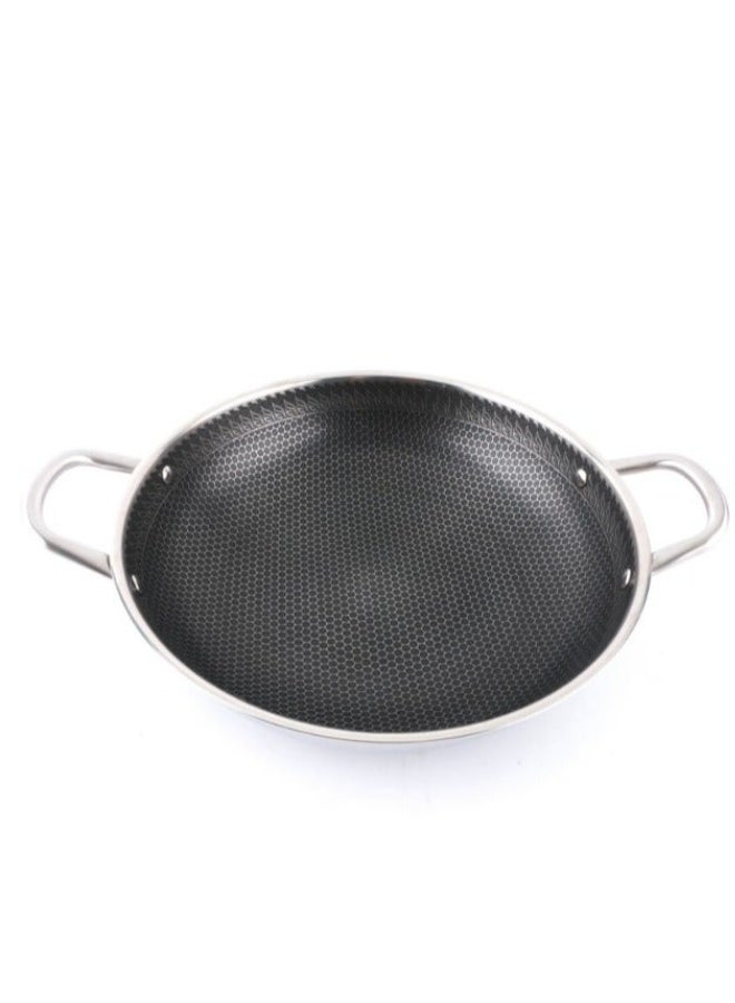 Durable 24cm Stainless Steel Wok Pan – Double Handle Non-Stick Honeycomb Surface for Stir-Fry, Sauté, and Everyday Cooking - Image 4