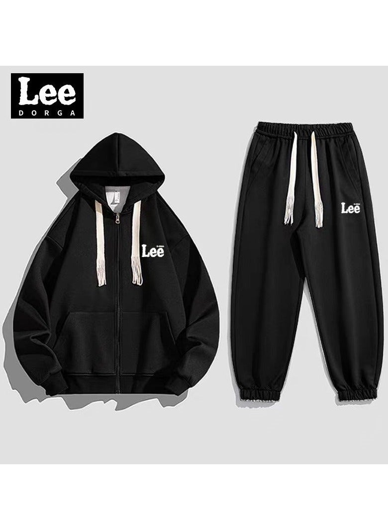 LEE Leisure Sports Suit Cardigan Hooded Sweatshirt Sweatpants Two-piece Set  - Image 1