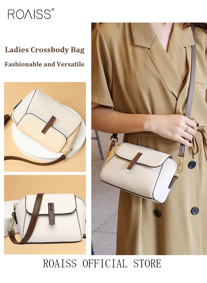 roaiss - Women's New Fashion Bags Soft Leather Simple Classic Crossbody Bag Double Layer Compartment Magnetic Closure Handbag Shell Bag - Image 1