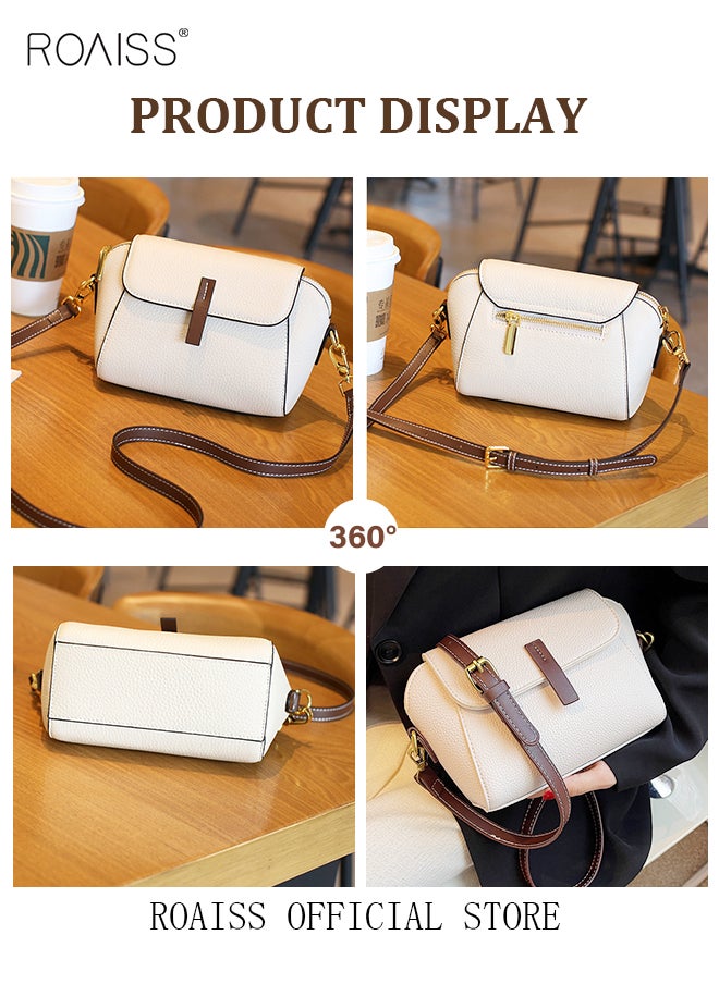roaiss - Women's New Fashion Bags Soft Leather Simple Classic Crossbody Bag Double Layer Compartment Magnetic Closure Handbag Shell Bag - Image 1