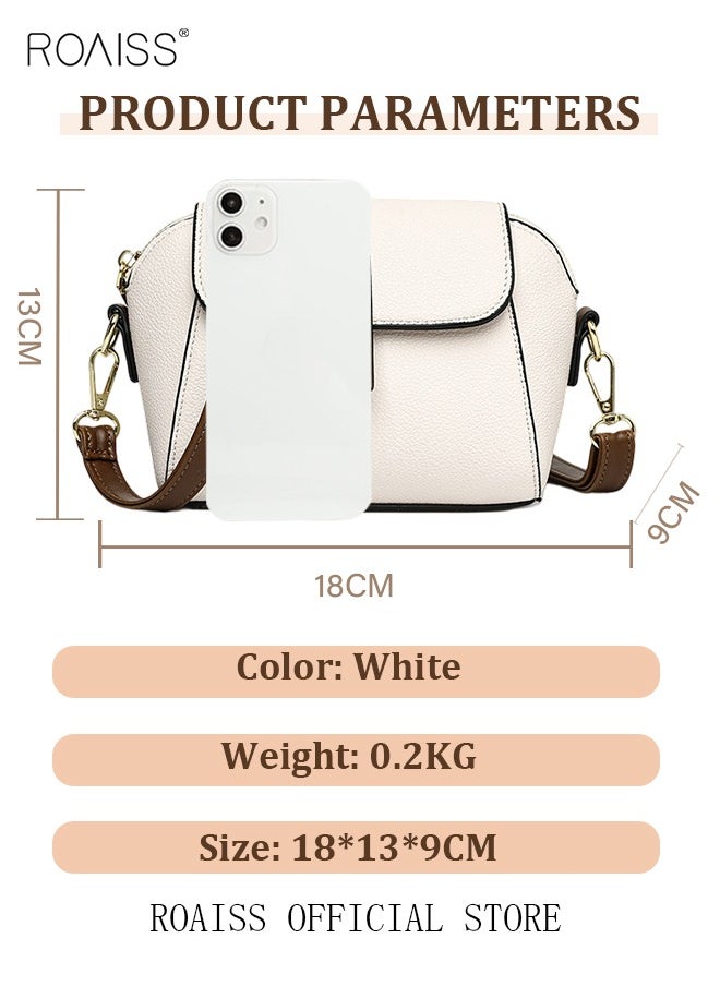 roaiss - Women's New Fashion Bags Soft Leather Simple Classic Crossbody Bag Double Layer Compartment Magnetic Closure Handbag Shell Bag - Image 1