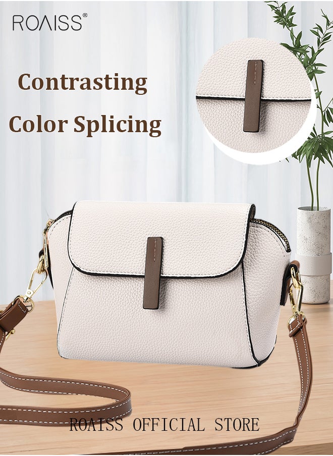 roaiss - Women's New Fashion Bags Soft Leather Simple Classic Crossbody Bag Double Layer Compartment Magnetic Closure Handbag Shell Bag - Image 1