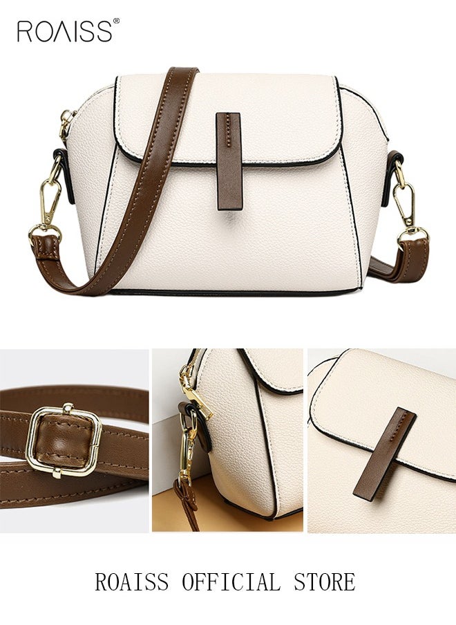 roaiss - Women's New Fashion Bags Soft Leather Simple Classic Crossbody Bag Double Layer Compartment Magnetic Closure Handbag Shell Bag - Image 1