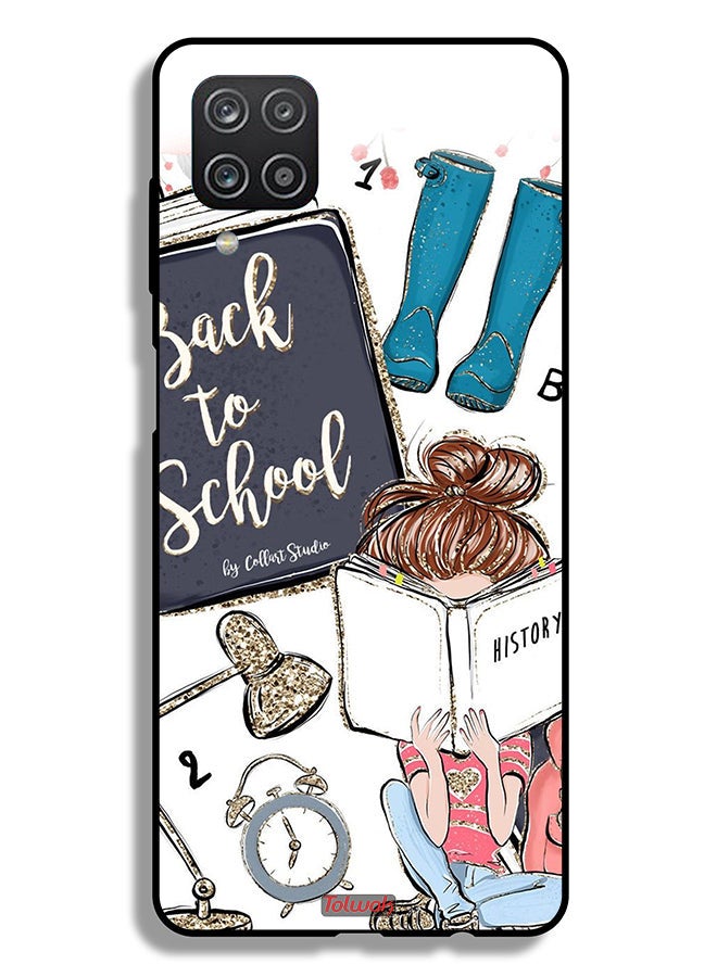 Tolwak Samsung Galaxy A12 Protective Case Cover Back To School Girl Reading History - Image 1